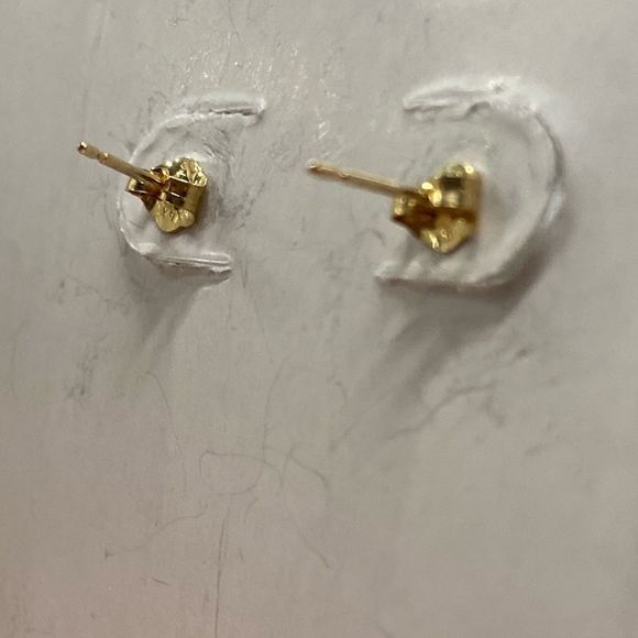 Set of 3  14 karat gold cubic zirconia 4mm earrings - Picture 3 of 3